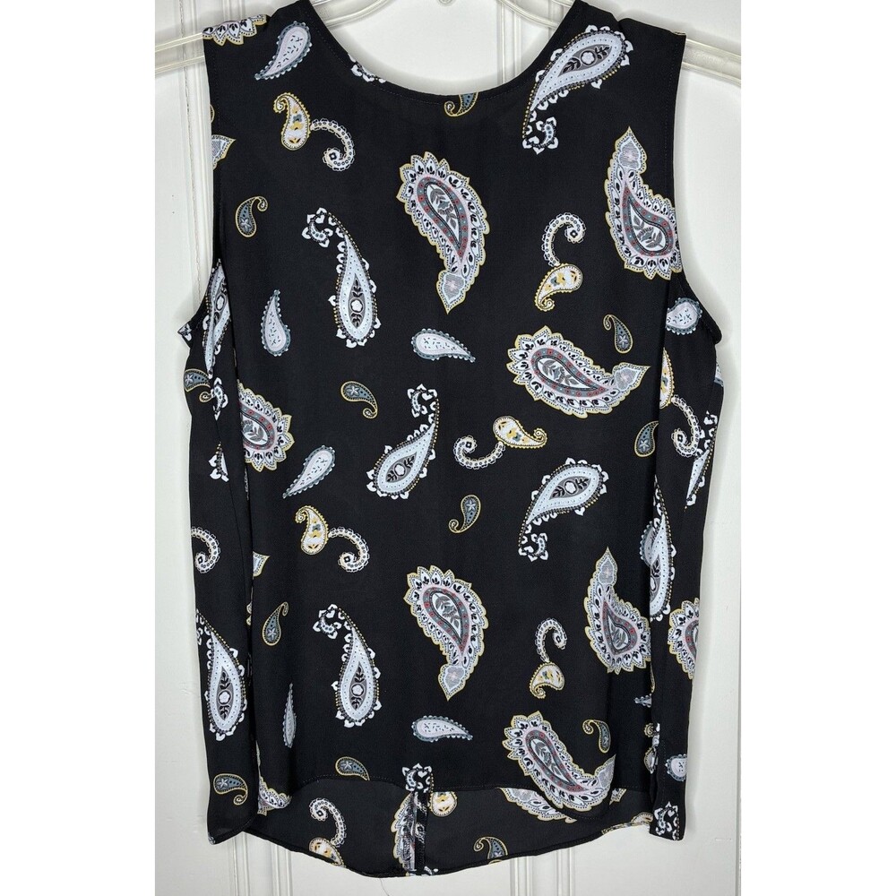 Black Multicolored Paisley Sleeveless Blouse Loft Sz S Classic Layer